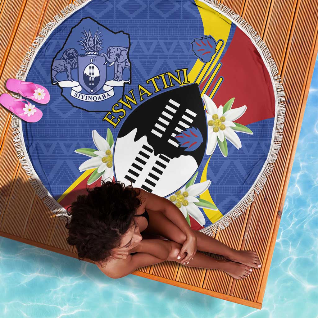 Umbuso weSwatini Beach Blanket Nguni Shield Edelweiss Flower