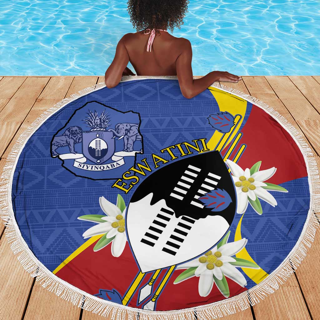 Umbuso weSwatini Beach Blanket Nguni Shield Edelweiss Flower