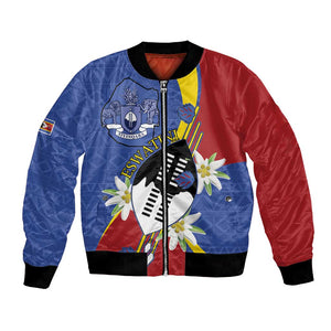 Umbuso weSwatini Bomber Jacket Nguni Shield Edelweiss Flower