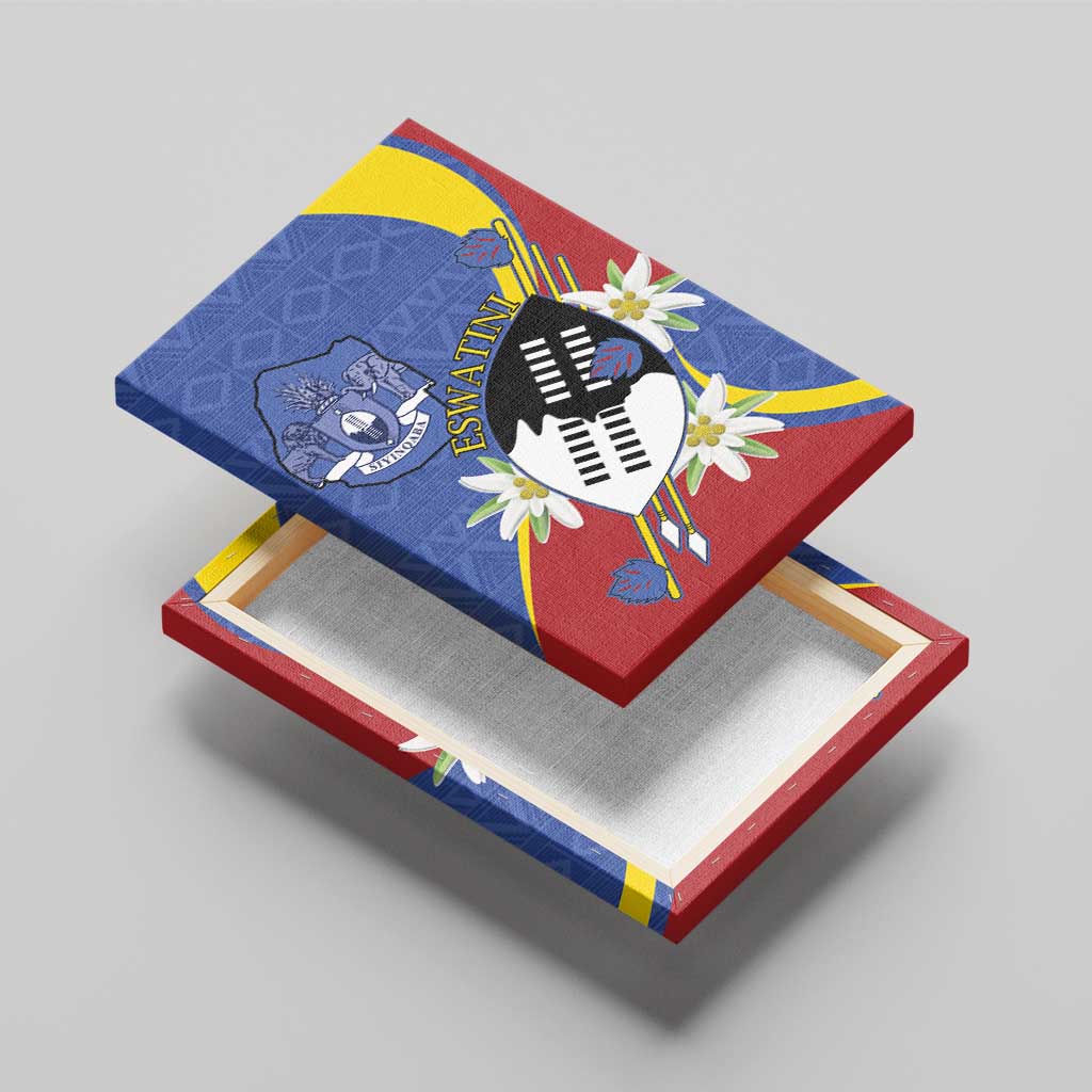Umbuso weSwatini Canvas Wall Art Nguni Shield Edelweiss Flower