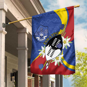 Umbuso weSwatini Garden Flag Nguni Shield Edelweiss Flower
