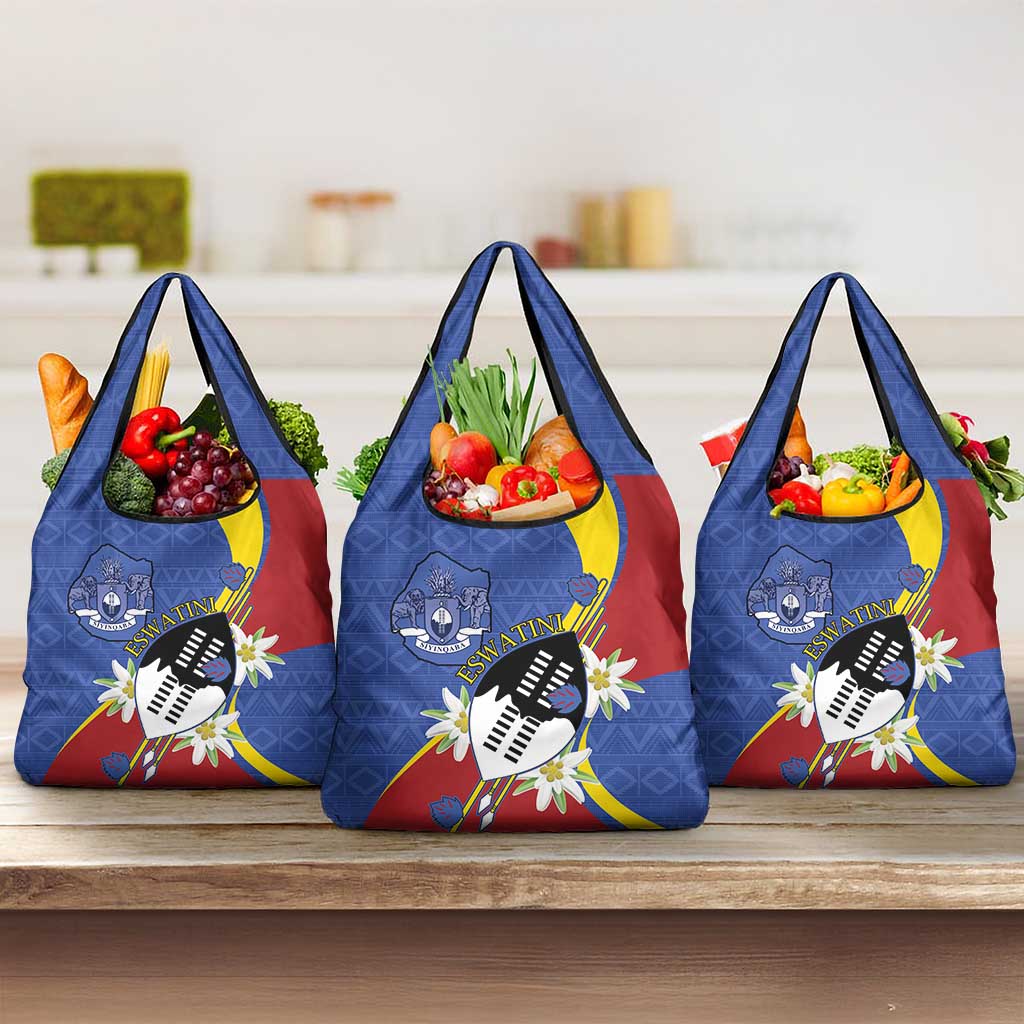 Umbuso weSwatini Grocery Bag Nguni Shield Edelweiss Flower