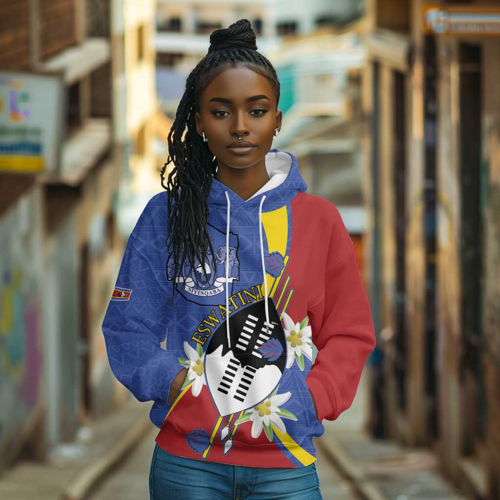 Umbuso weSwatini Hoodie Nguni Shield Edelweiss Flower