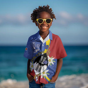 Umbuso weSwatini Kid Hawaiian Shirt Nguni Shield Edelweiss Flower