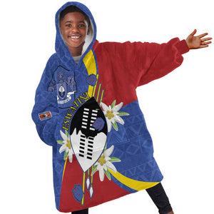 Umbuso weSwatini Kid Wearable Blanket Hoodie Nguni Shield Edelweiss Flower