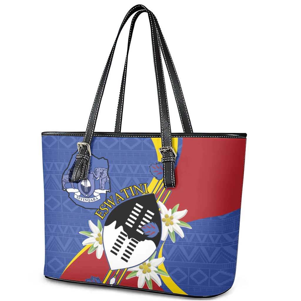 Umbuso weSwatini Leather Tote Bag Nguni Shield Edelweiss Flower
