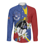 Umbuso weSwatini Long Sleeve Button Shirt Nguni Shield Edelweiss Flower