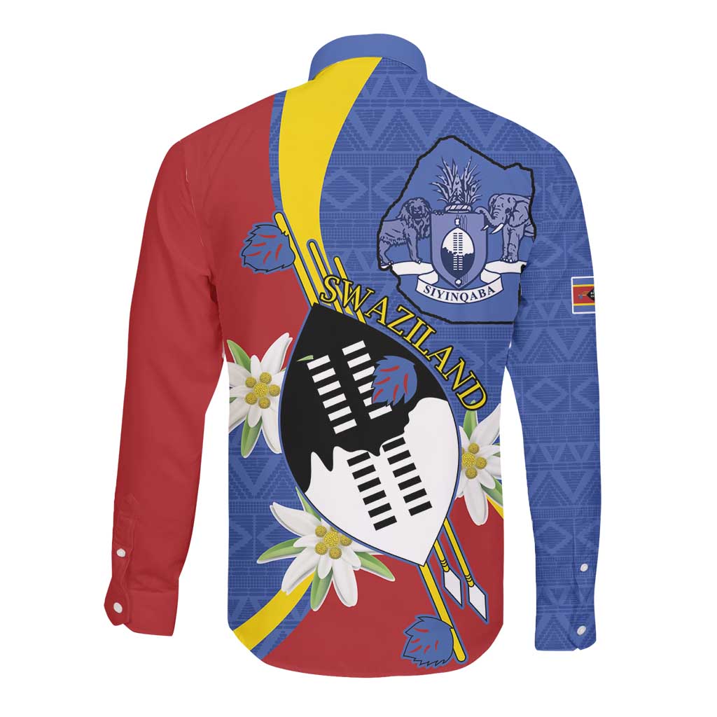 Umbuso weSwatini Long Sleeve Button Shirt Nguni Shield Edelweiss Flower