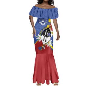 Umbuso weSwatini Mermaid Dress Nguni Shield Edelweiss Flower
