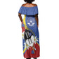 Umbuso weSwatini Off Shoulder Maxi Dress Nguni Shield Edelweiss Flower