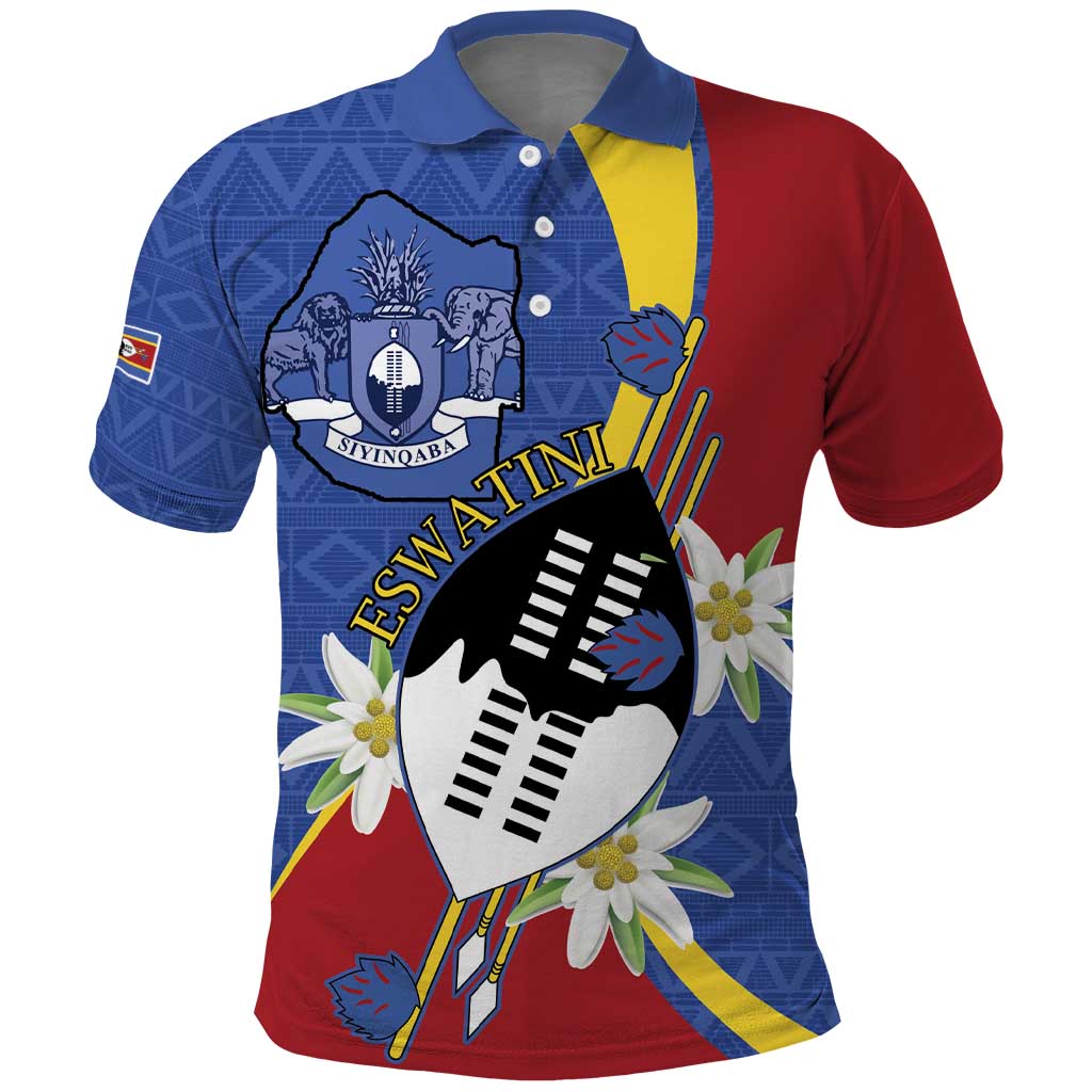 Umbuso weSwatini Polo Shirt Nguni Shield Edelweiss Flower
