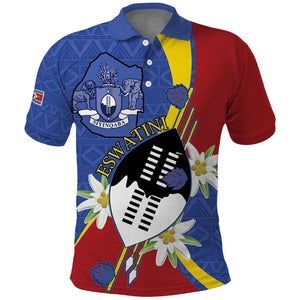Umbuso weSwatini Polo Shirt Nguni Shield Edelweiss Flower