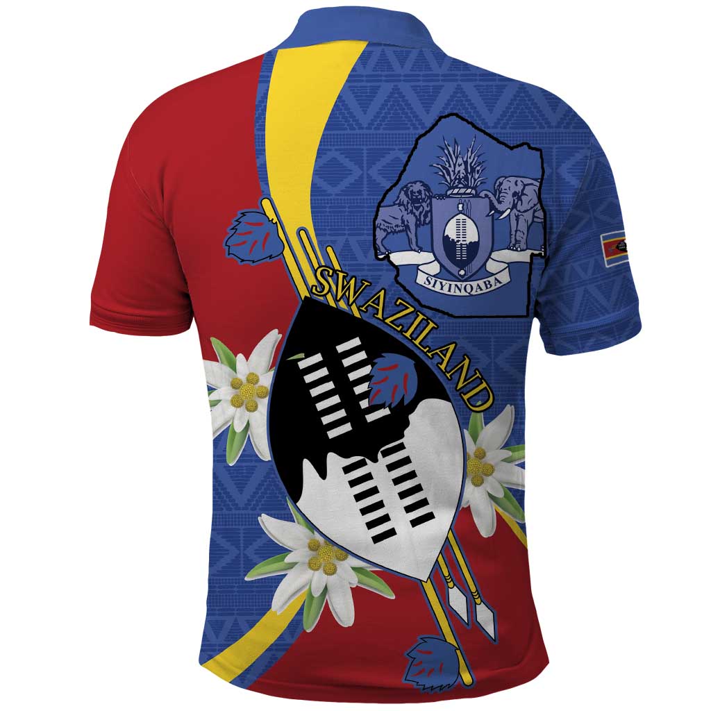 Umbuso weSwatini Polo Shirt Nguni Shield Edelweiss Flower