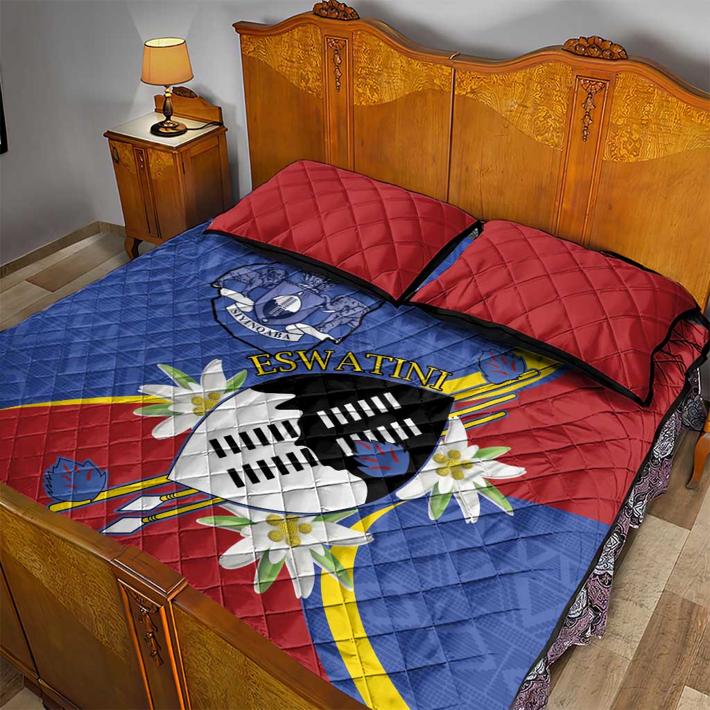 Umbuso weSwatini Quilt Bed Set Nguni Shield Edelweiss Flower