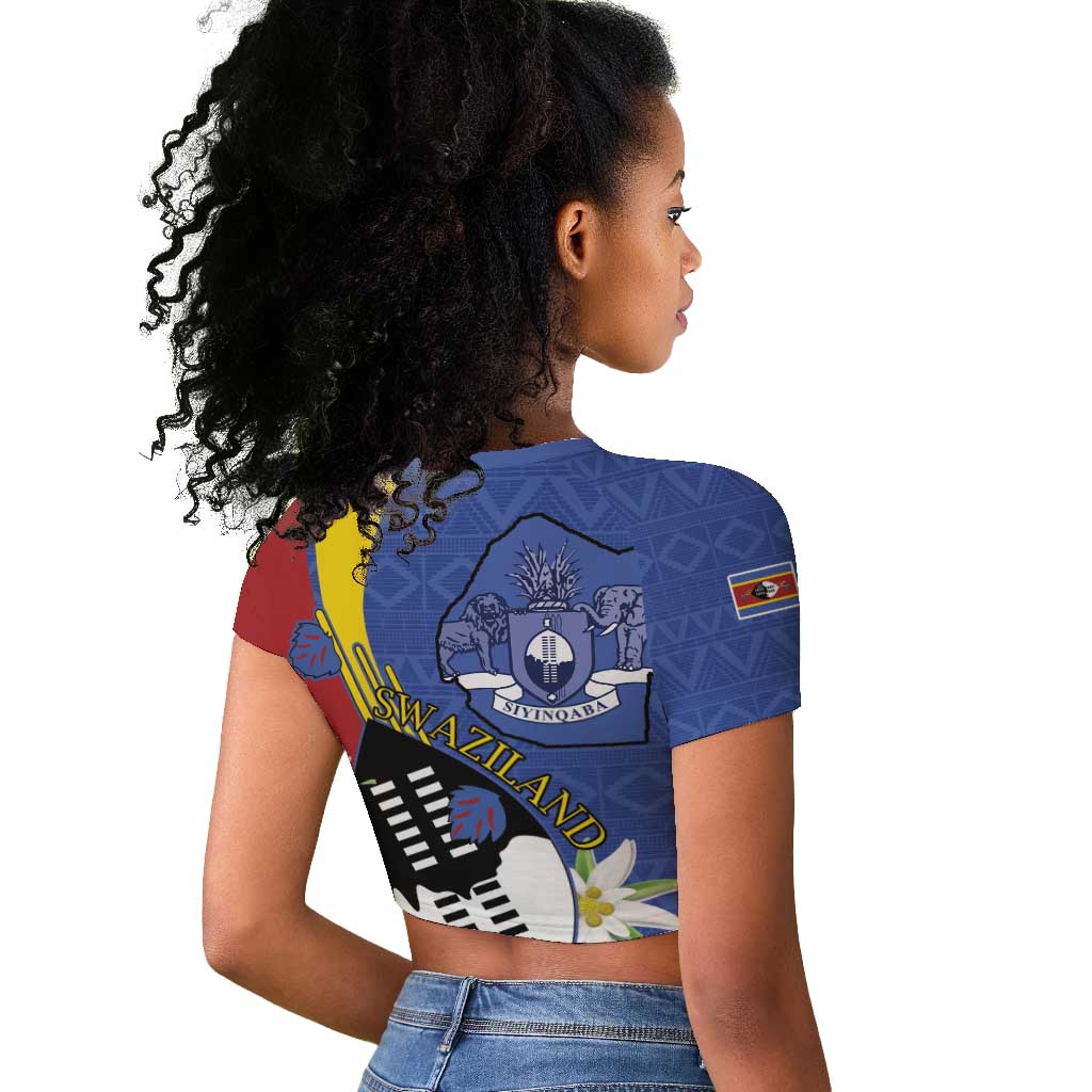 Umbuso weSwatini Raglan Cropped T shirt Nguni Shield Edelweiss Flower