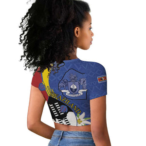 Umbuso weSwatini Raglan Cropped T shirt Nguni Shield Edelweiss Flower