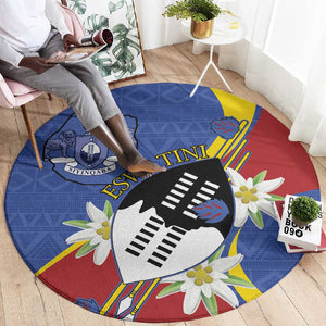 Umbuso weSwatini Round Carpet Nguni Shield Edelweiss Flower