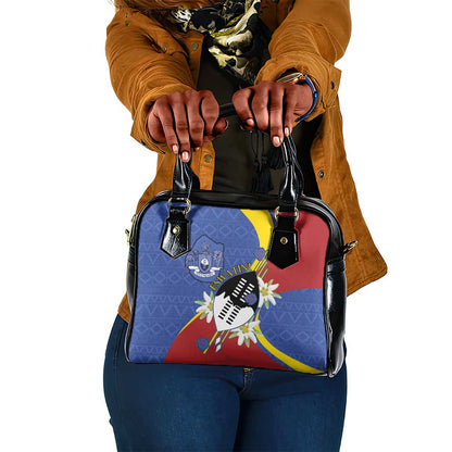 Umbuso weSwatini Shoulder Handbag Nguni Shield Edelweiss Flower