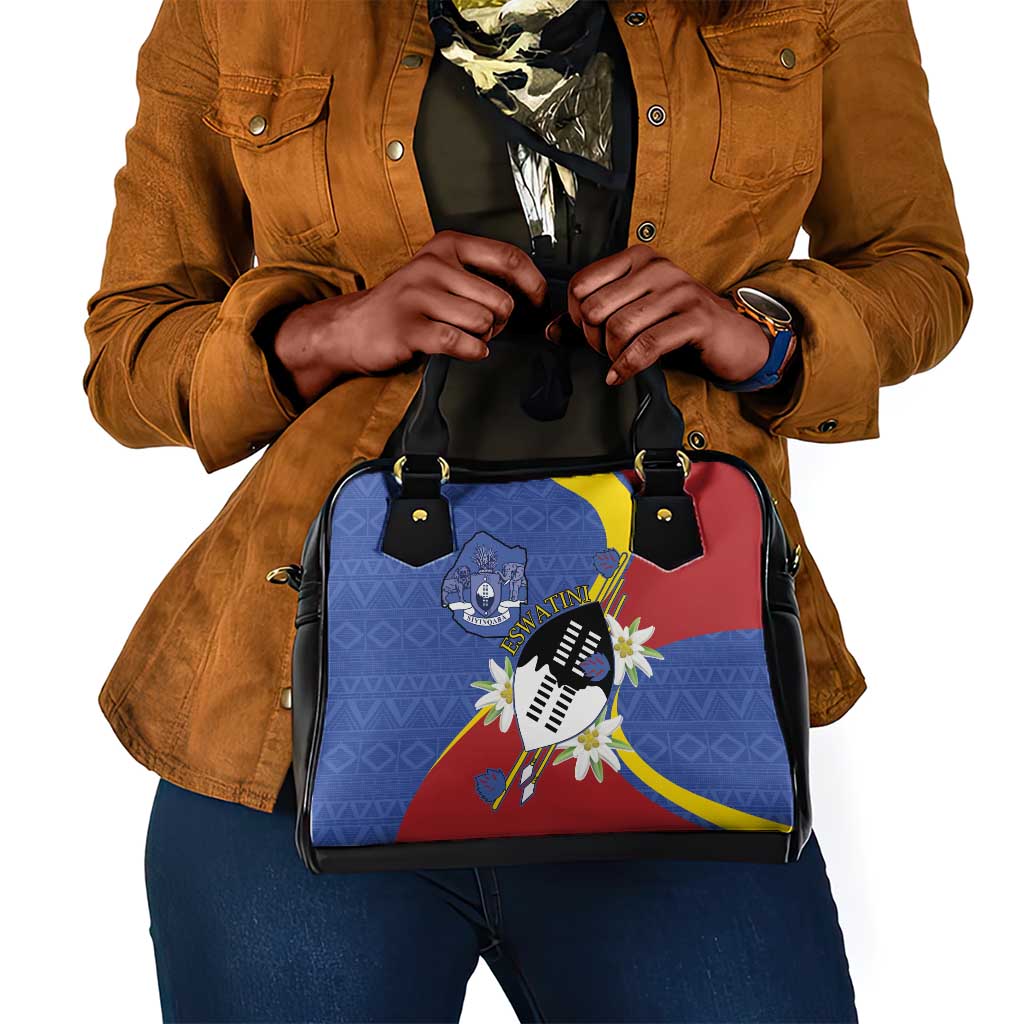 Umbuso weSwatini Shoulder Handbag Nguni Shield Edelweiss Flower