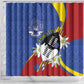Umbuso weSwatini Shower Curtain Nguni Shield Edelweiss Flower