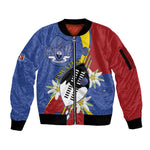 Umbuso weSwatini Sleeve Zip Bomber Jacket Nguni Shield Edelweiss Flower