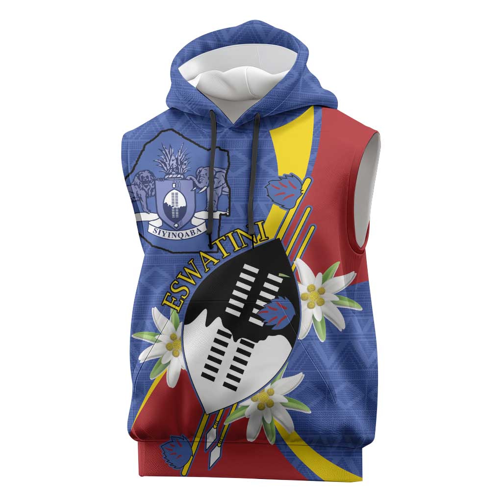 Umbuso weSwatini Sleeveless Hoodie Nguni Shield Edelweiss Flower - African Pride