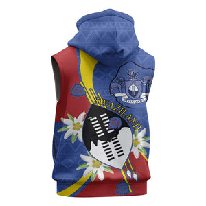 Umbuso weSwatini Sleeveless Hoodie Nguni Shield Edelweiss Flower - African Pride