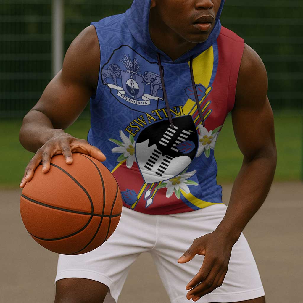 Umbuso weSwatini Sleeveless Hoodie Nguni Shield Edelweiss Flower - African Pride