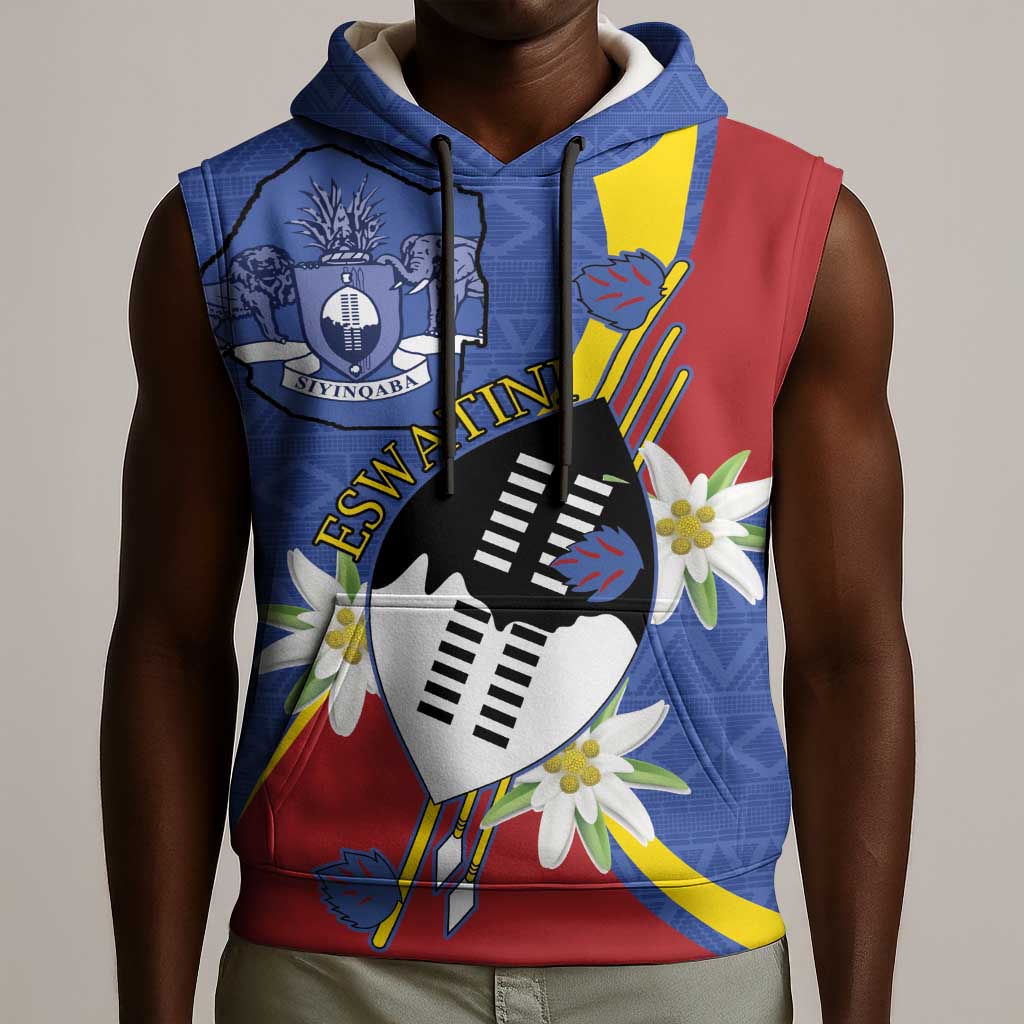 Umbuso weSwatini Sleeveless Hoodie Nguni Shield Edelweiss Flower - African Pride