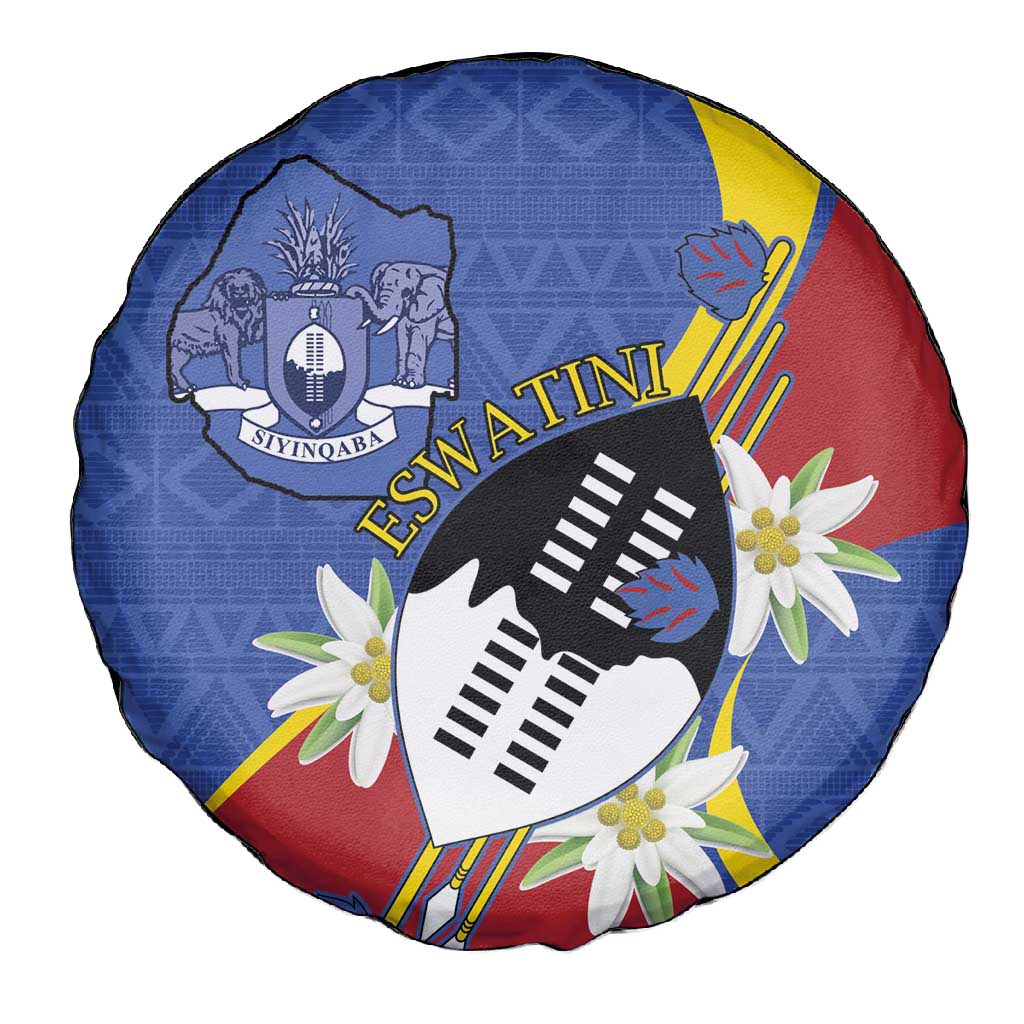 Umbuso weSwatini Spare Tire Cover Nguni Shield Edelweiss Flower