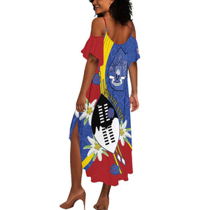 Umbuso weSwatini Summer Maxi Dress Nguni Shield Edelweiss Flower