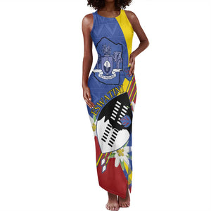 Umbuso weSwatini Tank Maxi Dress Nguni Shield Edelweiss Flower
