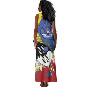 Umbuso weSwatini Tank Maxi Dress Nguni Shield Edelweiss Flower