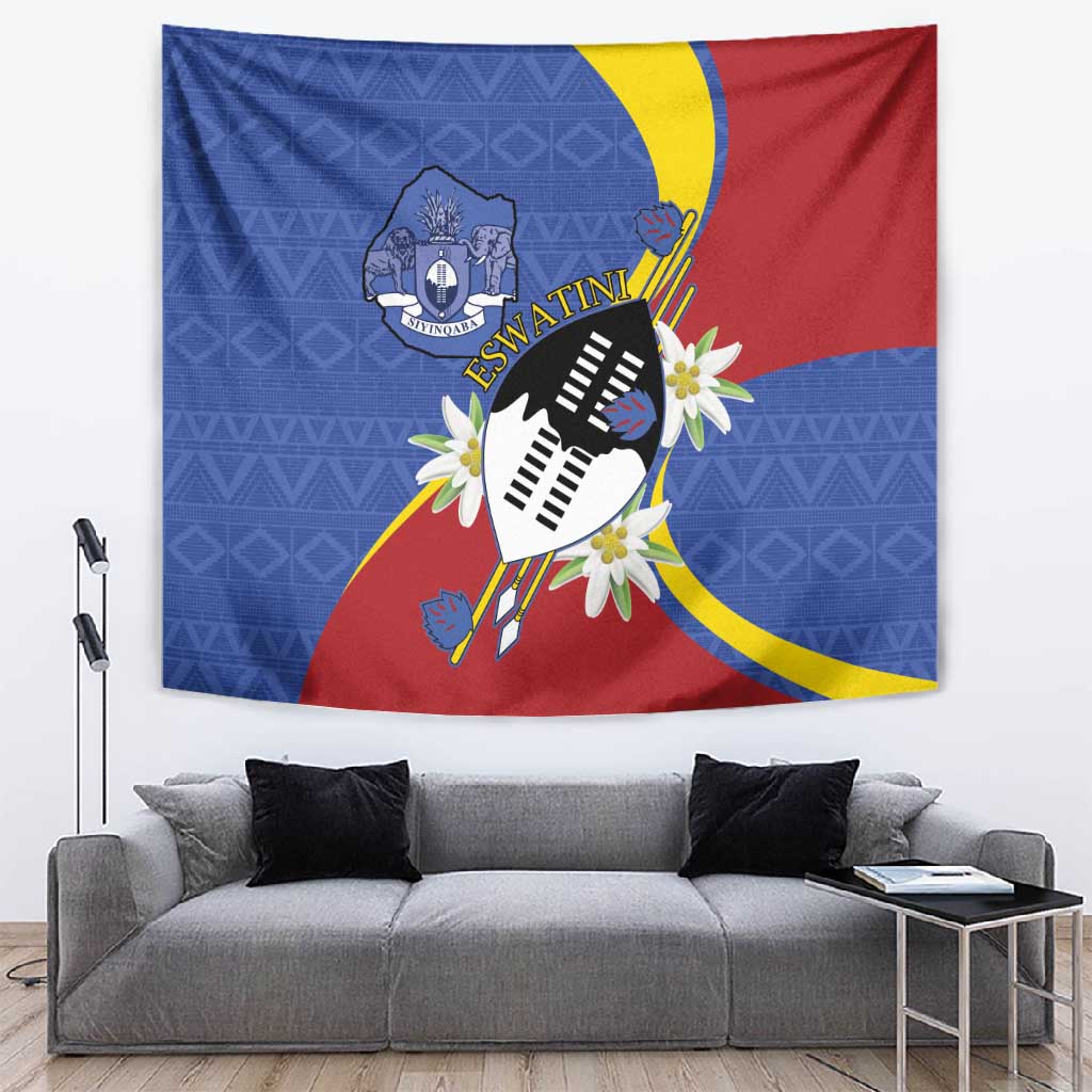 Umbuso weSwatini Tapestry Nguni Shield Edelweiss Flower
