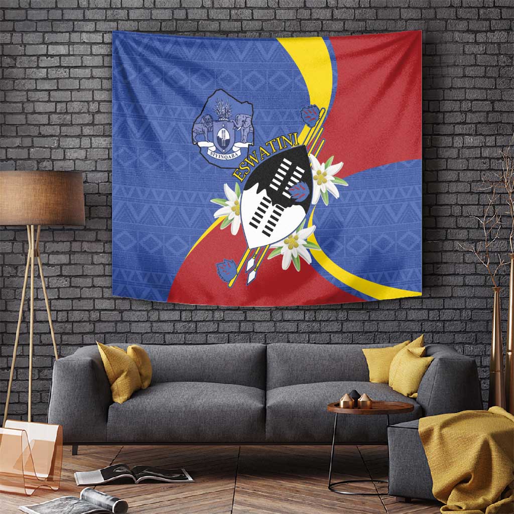 Umbuso weSwatini Tapestry Nguni Shield Edelweiss Flower