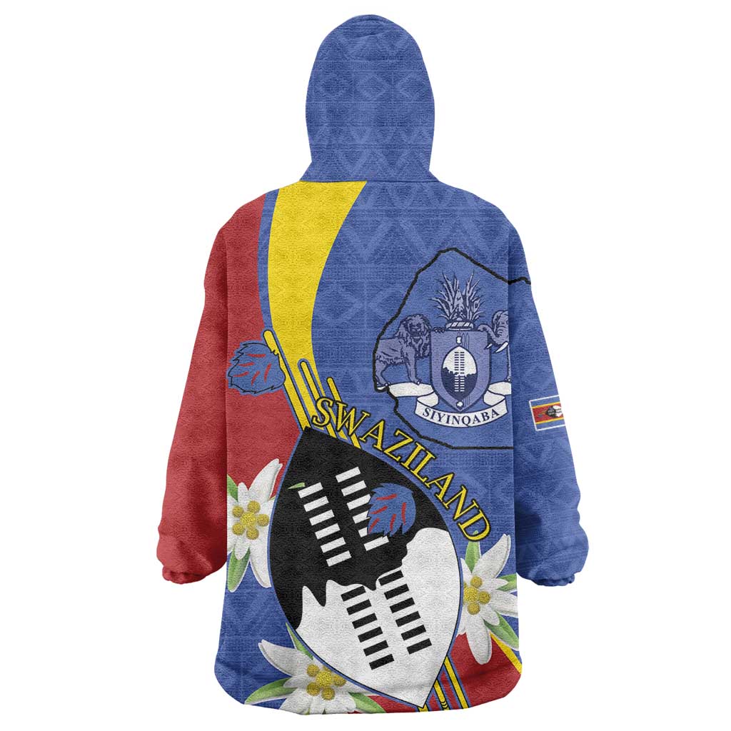 Umbuso weSwatini Wearable Blanket Hoodie Nguni Shield Edelweiss Flower