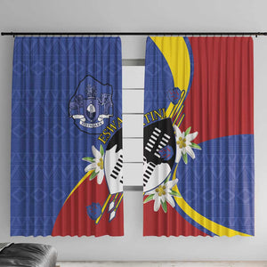 Umbuso weSwatini Window Curtain Nguni Shield Edelweiss Flower