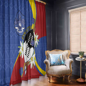 Umbuso weSwatini Window Curtain Nguni Shield Edelweiss Flower