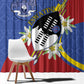 Umbuso weSwatini Window Curtain Nguni Shield Edelweiss Flower