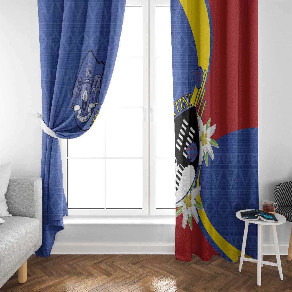 Umbuso weSwatini Window Curtain Nguni Shield Edelweiss Flower