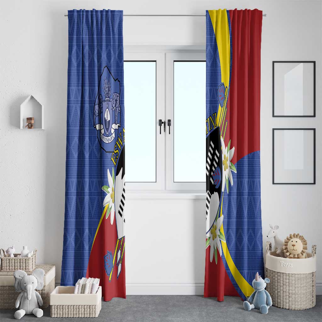 Umbuso weSwatini Window Curtain Nguni Shield Edelweiss Flower