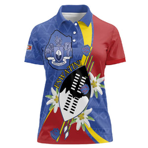 Umbuso weSwatini Women Polo Shirt Nguni Shield Edelweiss Flower