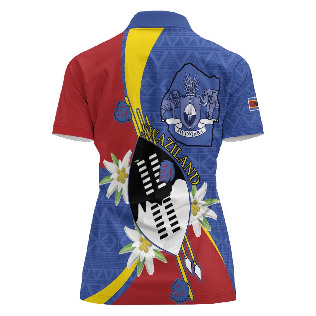 Umbuso weSwatini Women Polo Shirt Nguni Shield Edelweiss Flower