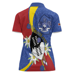 Umbuso weSwatini Women Polo Shirt Nguni Shield Edelweiss Flower