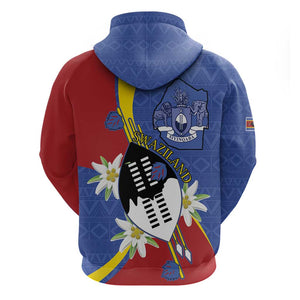 Umbuso weSwatini Zip Hoodie Nguni Shield Edelweiss Flower
