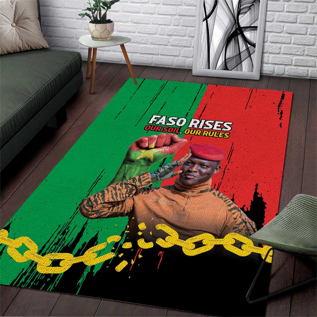 Faso Rises Our Soil Our Rules Area Rug Ibrahim Traore Revolutionary Spirit