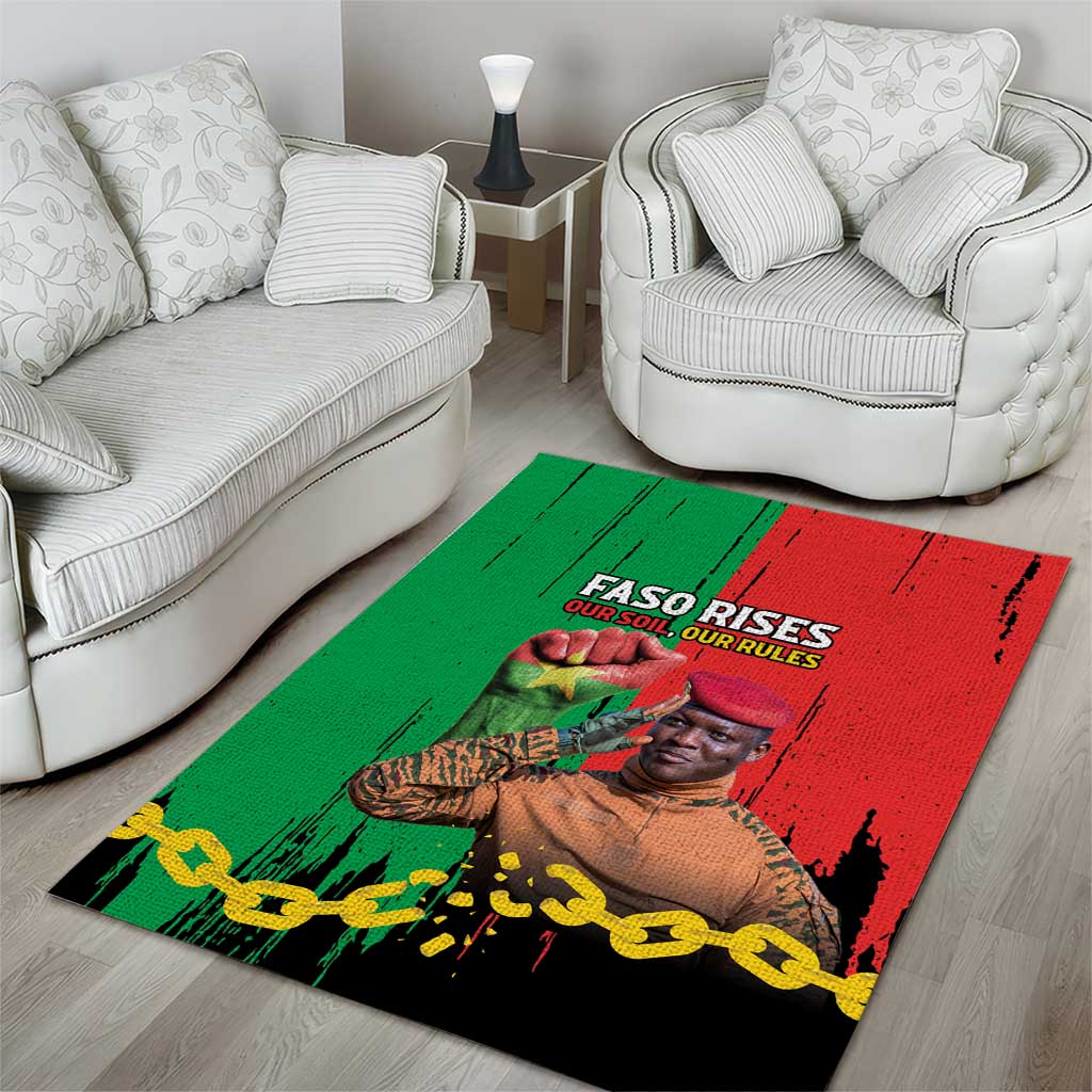Faso Rises Our Soil Our Rules Area Rug Ibrahim Traore Revolutionary Spirit