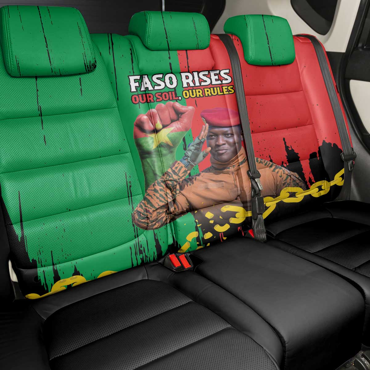 Faso Rises Our Soil Our Rules Back Car Seat Cover Ibrahim Traore Revolutionary Spirit
