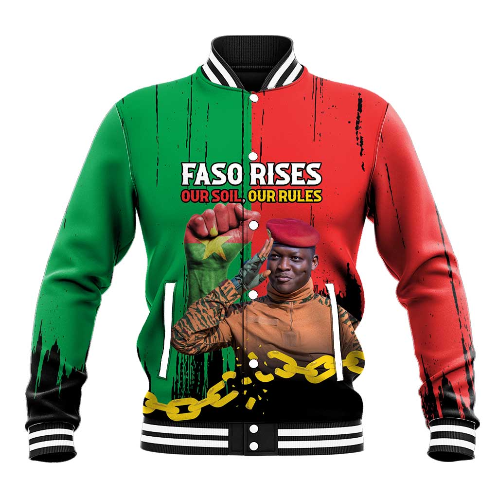 Faso Rises Our Soil Our Rules Baseball Jacket Ibrahim Traore Revolutionary Spirit
