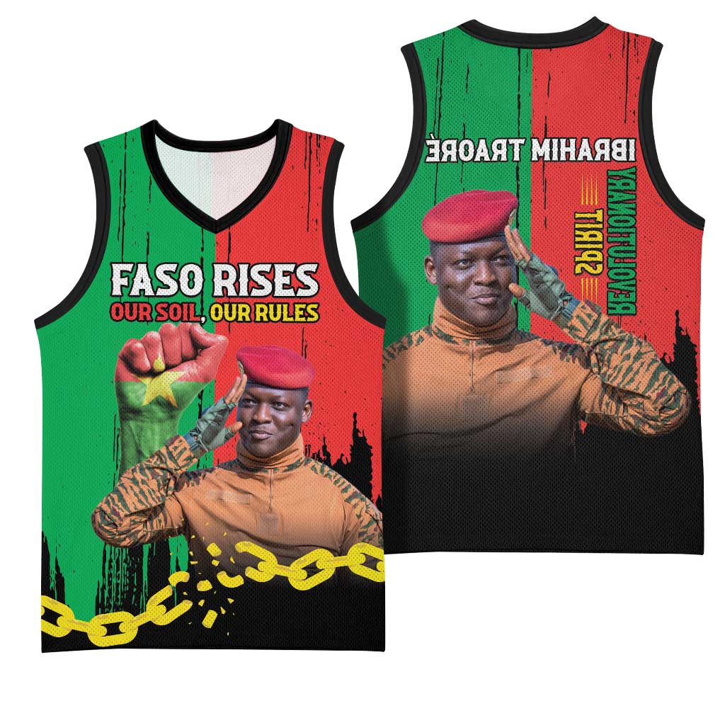 Faso Rises Our Soil Our Rules Basketball Jersey Ibrahim Traore Revolutionary Spirit - African Pride